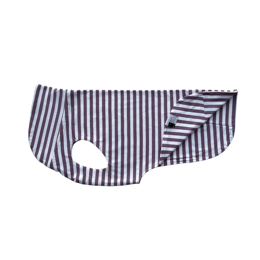 leichtes Hundeshirt CosyShirt light French Terry Stripes dark plum