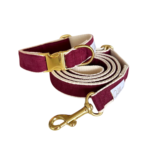Happy paw Halsband - Cord bordeaux