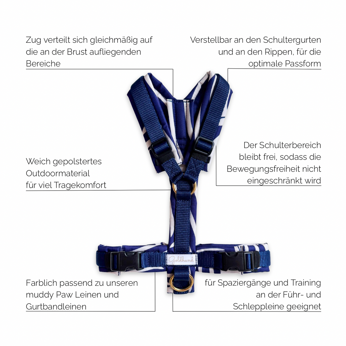 Hundegeschirr PURE blue Leaves