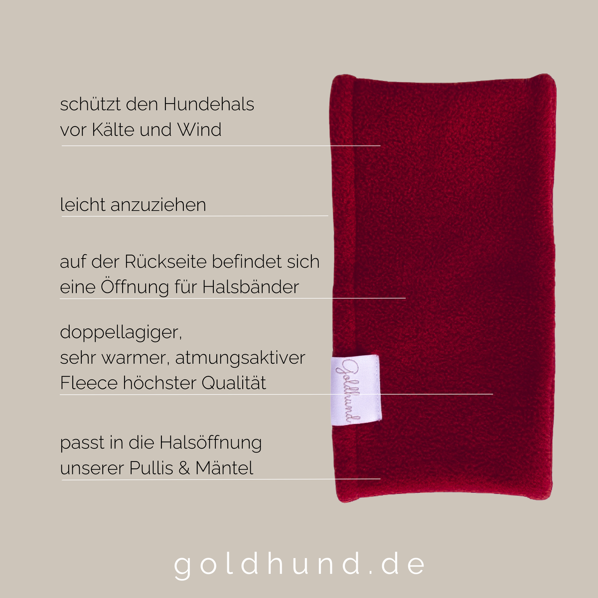 Hundeloop Fleece dark cherry red Schneeflocke
