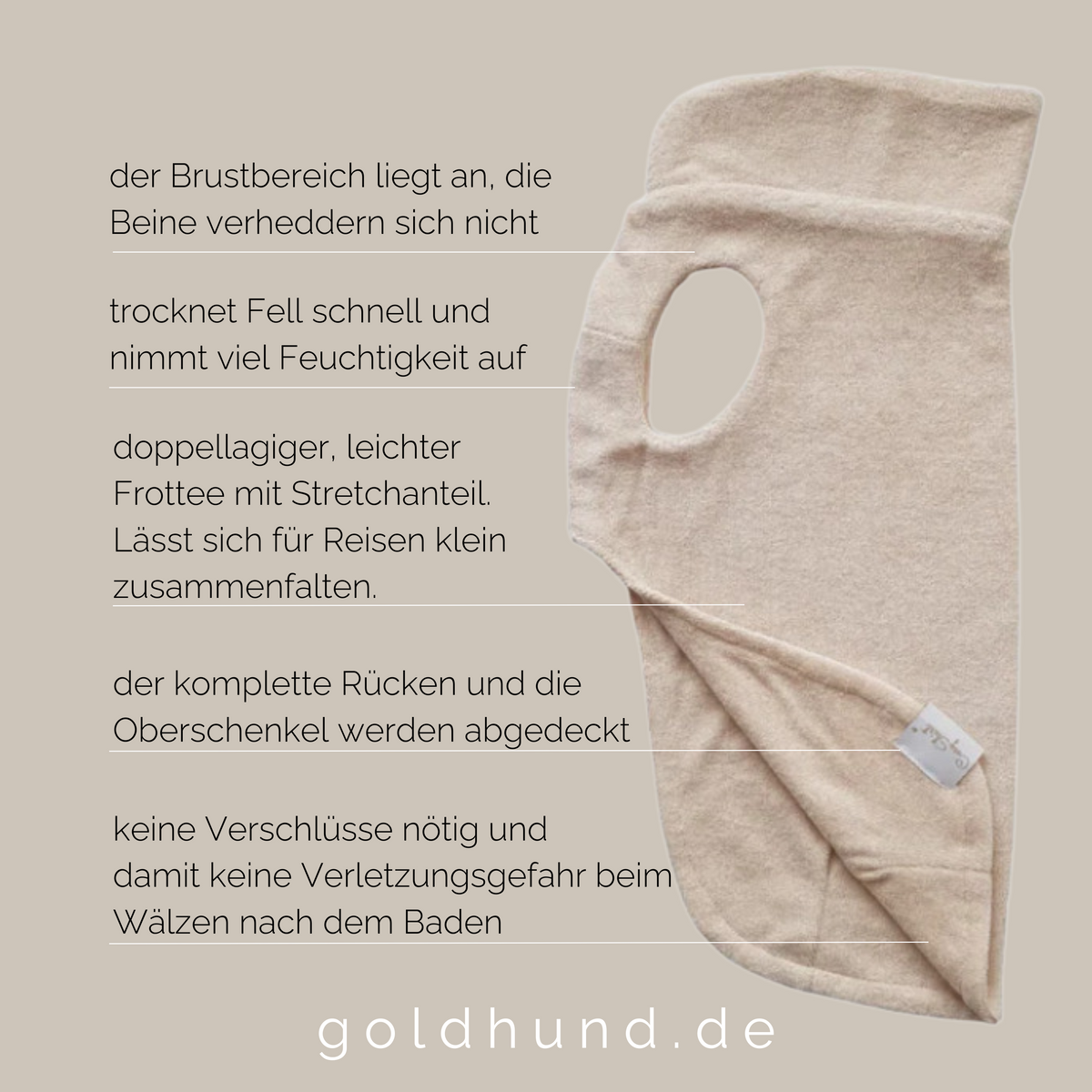 Hundebademantel CosyShirt dry hellbeige