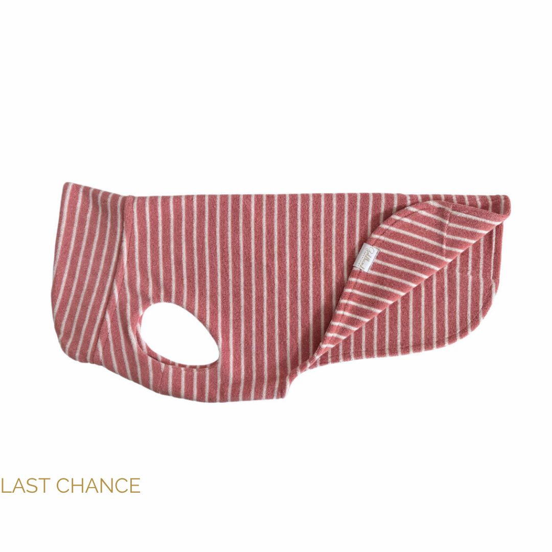 Hundebademantel CosyShirt dry altrosa gestreift