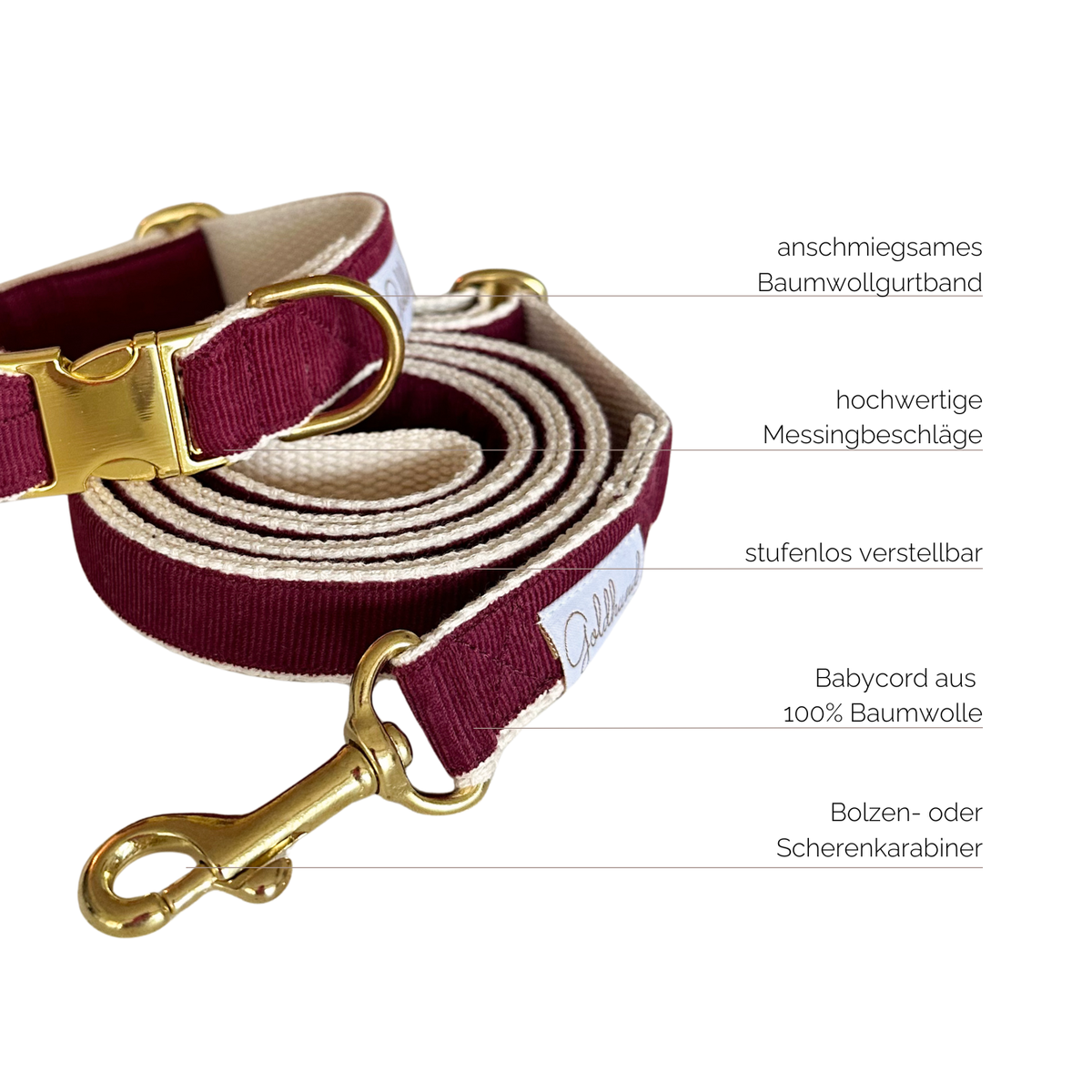 Happy paw Schmuckleine - Cord bordeaux