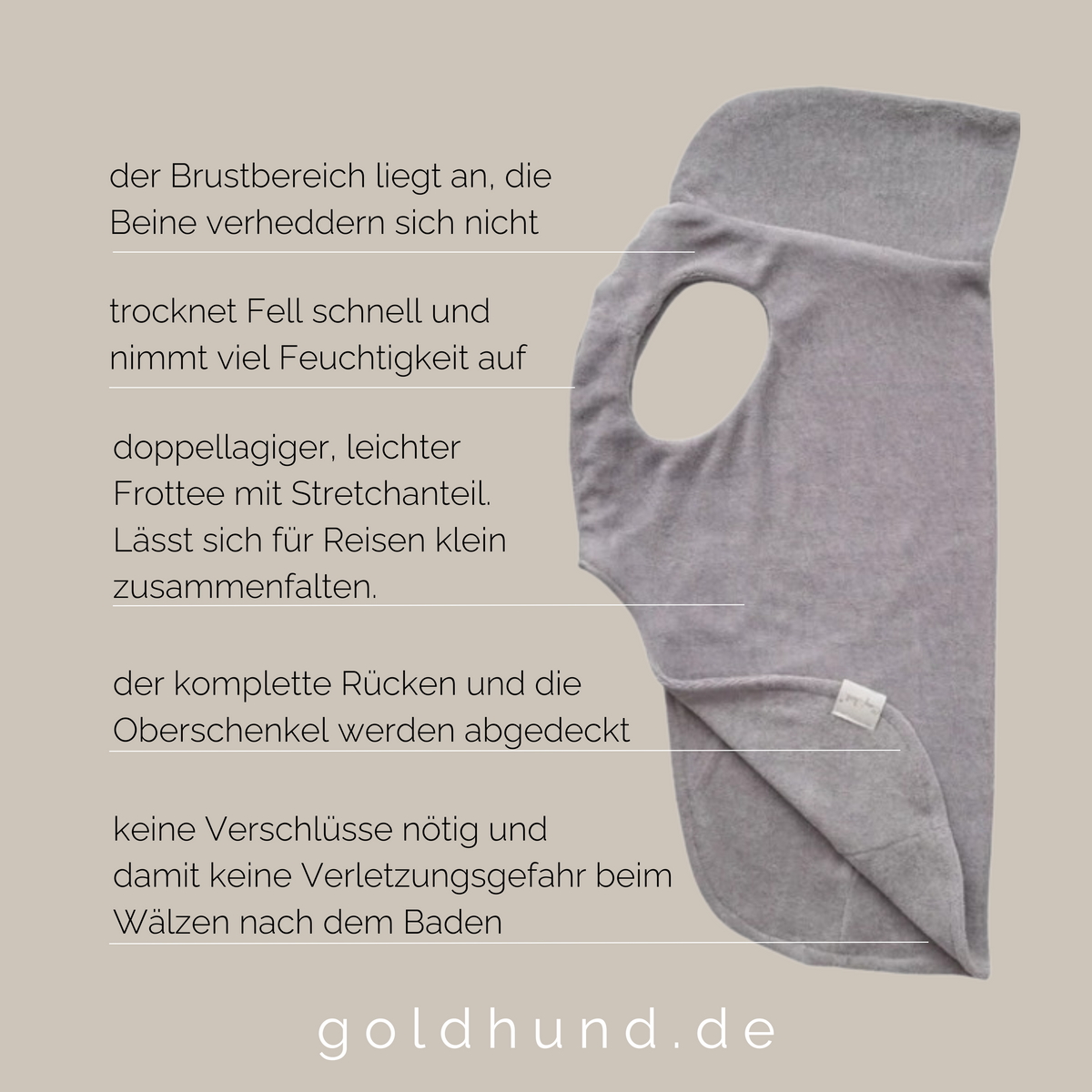 Hundebademantel CosyShirt dry hellgrau