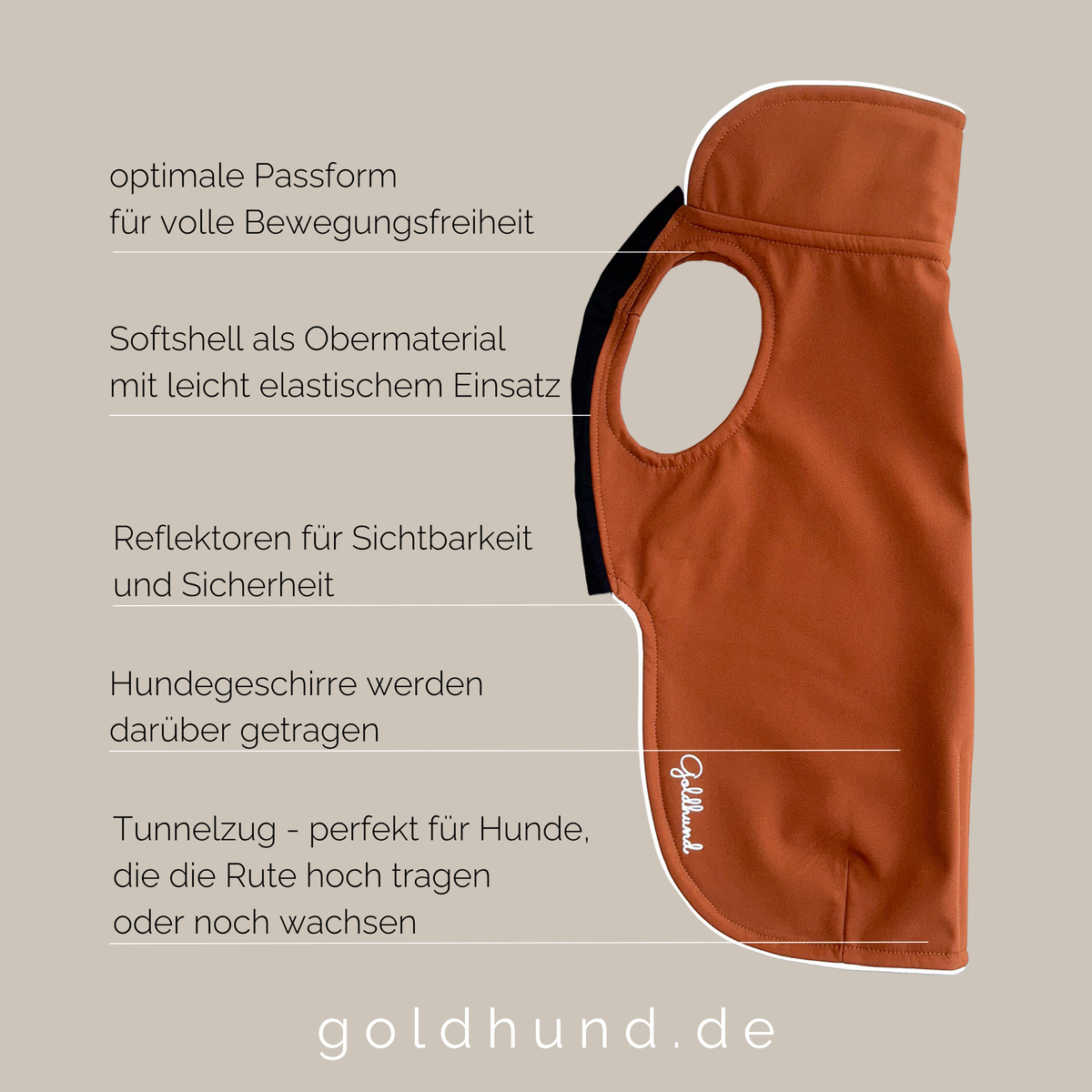 leichter Hundemantel CosyShell light cognac