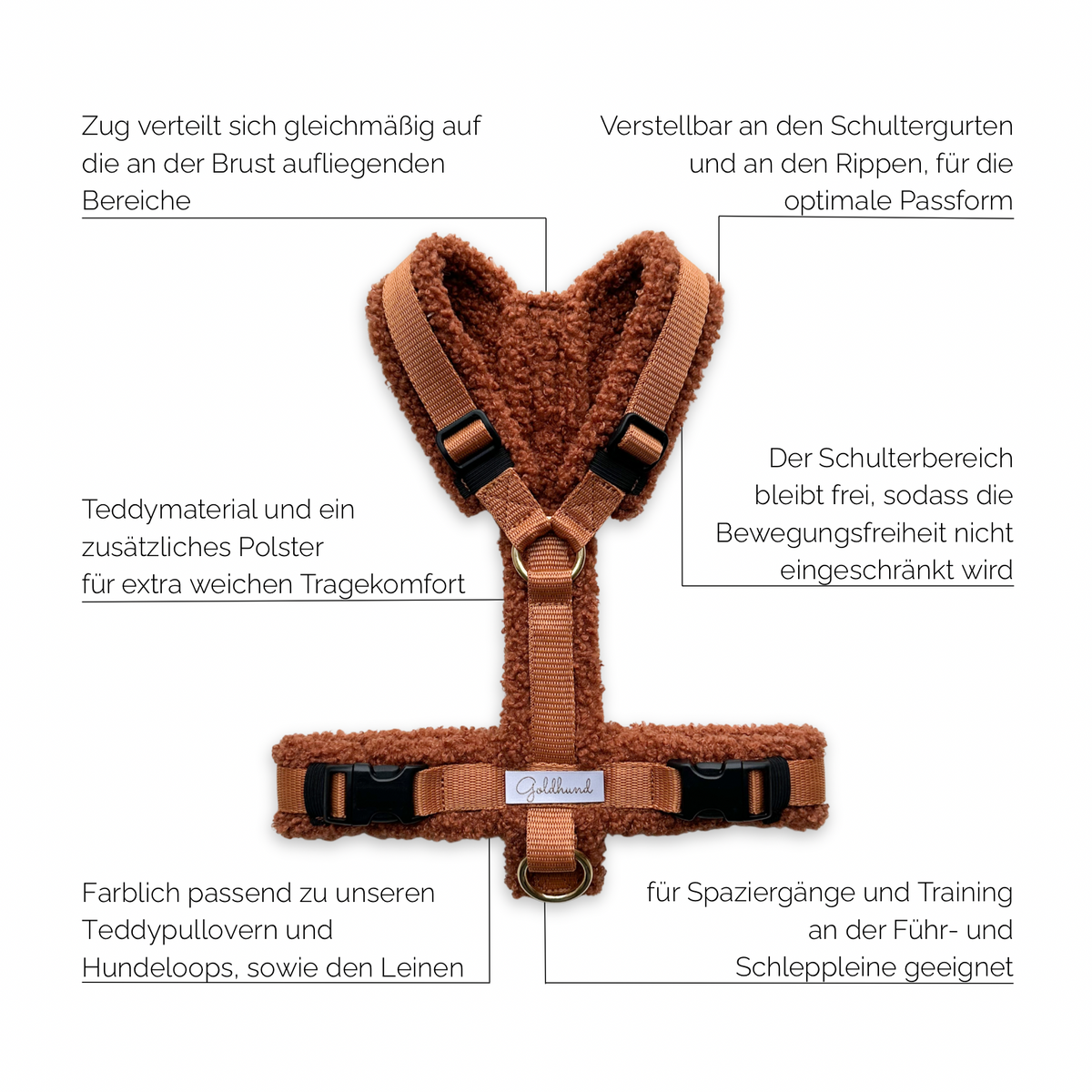 Hundegeschirr PURE Teddy cognac