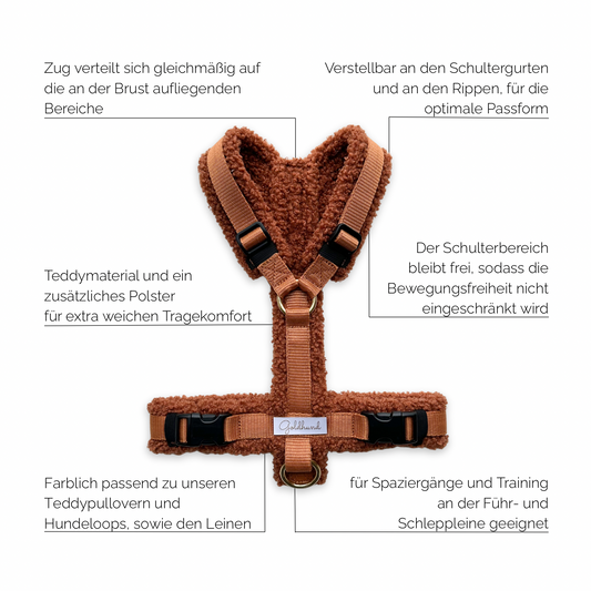 Hundegeschirr PURE Teddy cognac