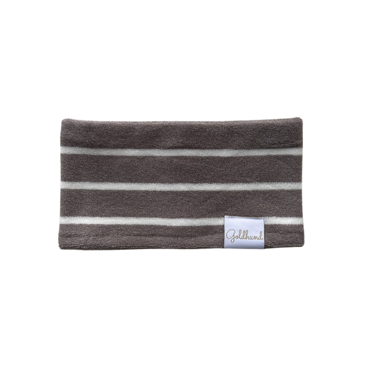 Hundeloop Frottee dry stripes taupe - weiß