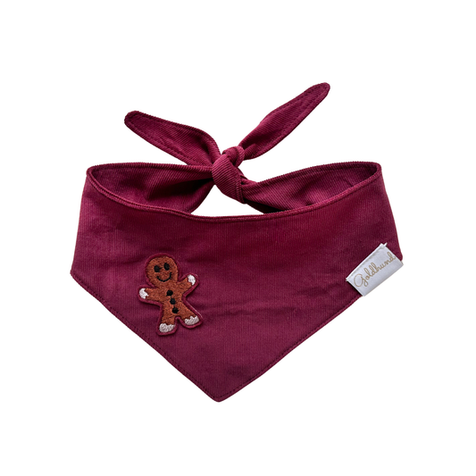 Hundehalstuch Cord bordeaux Pfefferkuchenmann