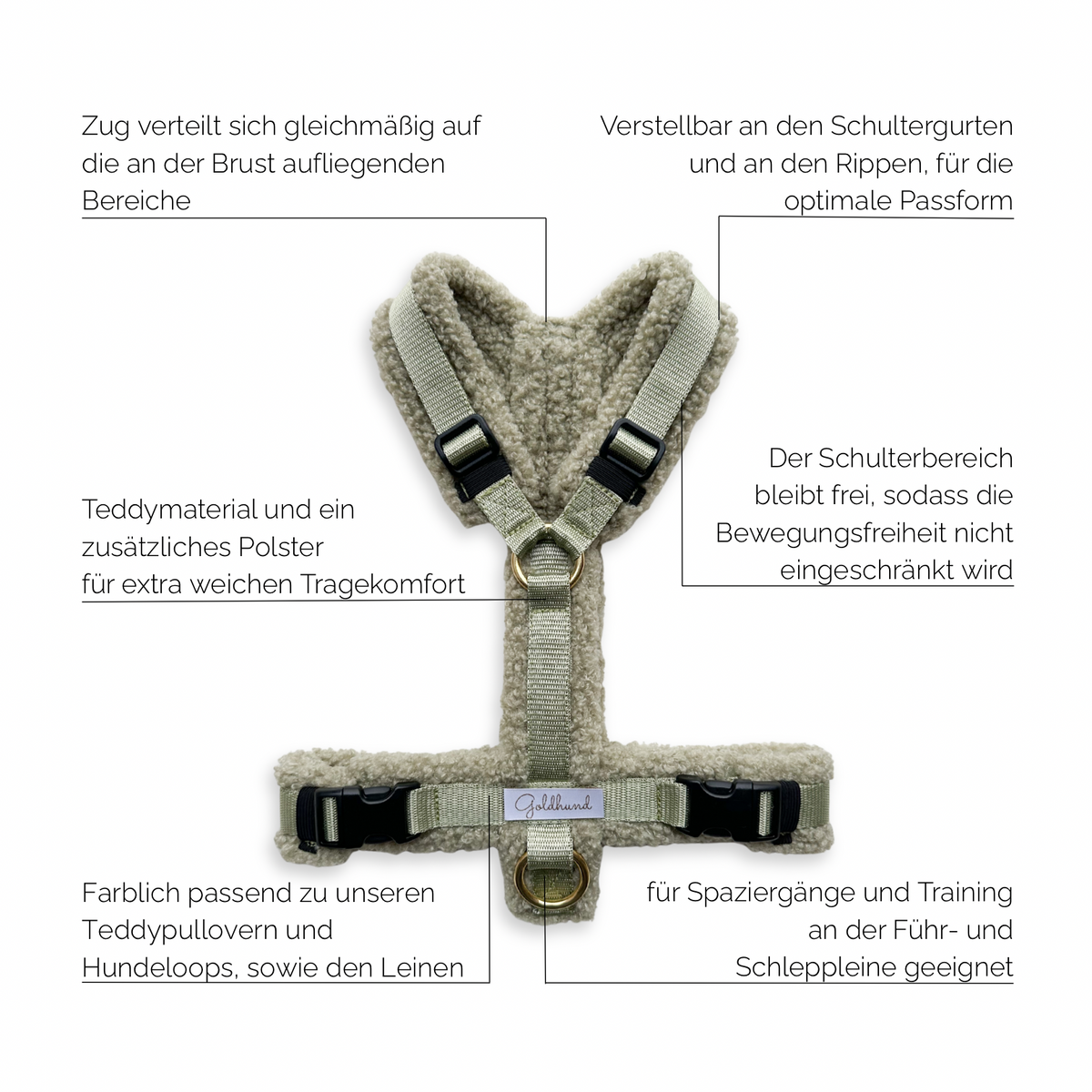 Hundegeschirr PURE Teddy light sage