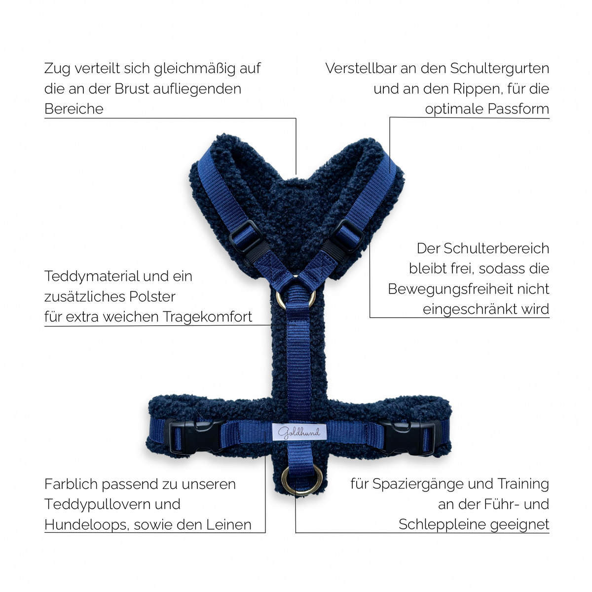 Hundegeschirr PURE Teddy dunkelblau