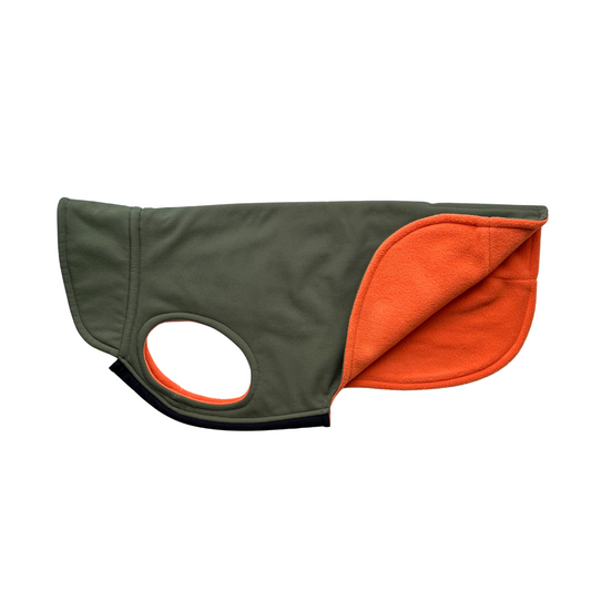 SALE warmer Hundemantel CosyShell warm khaki / orange, keine Reflektorbänder, DIVERSE Größen