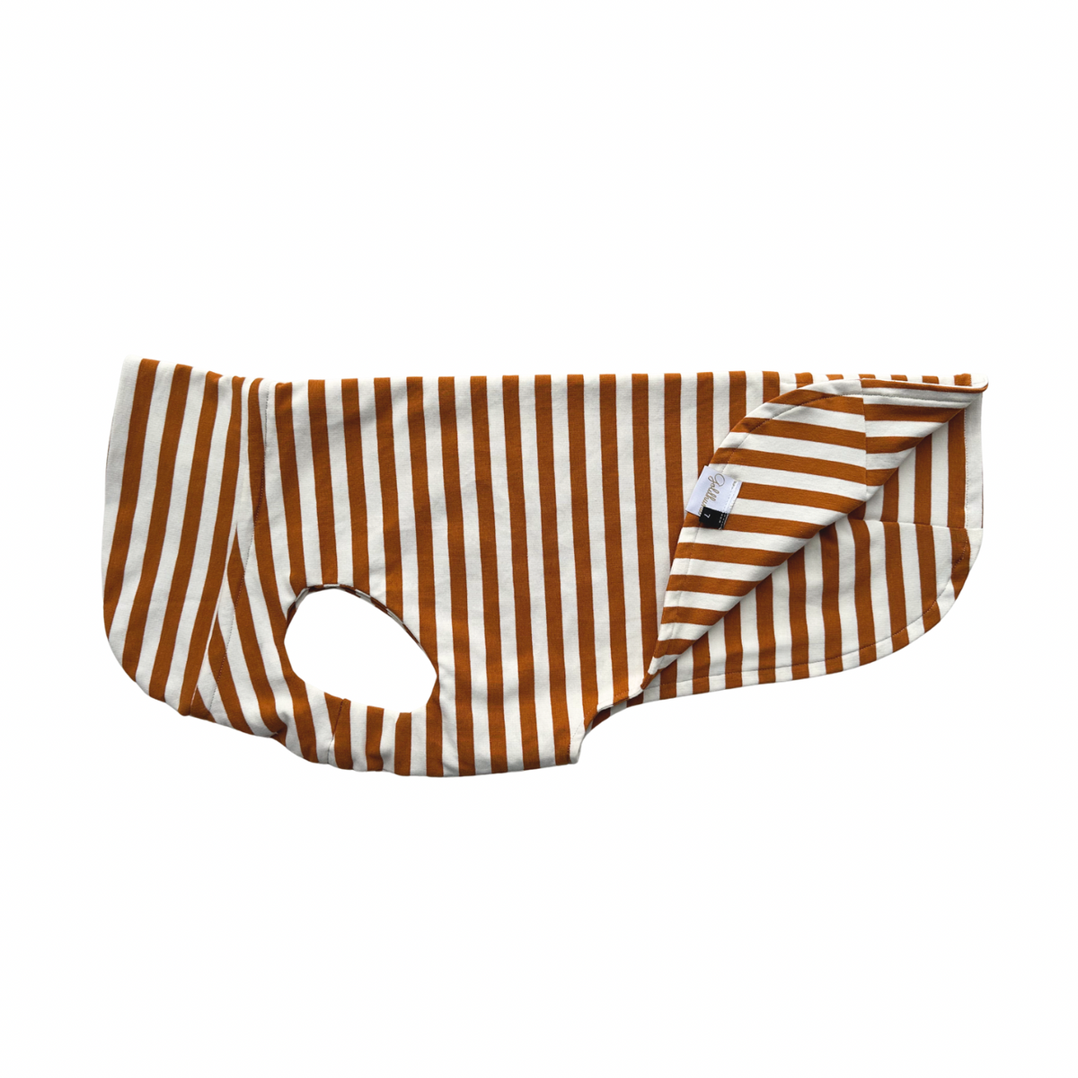 leichtes Hundeshirt CosyShirt light French Terry Stripes cognac