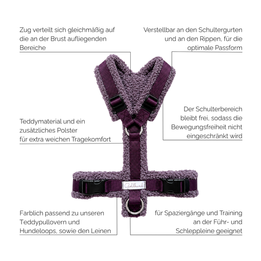 Hundegeschirr PURE Teddy dark plum