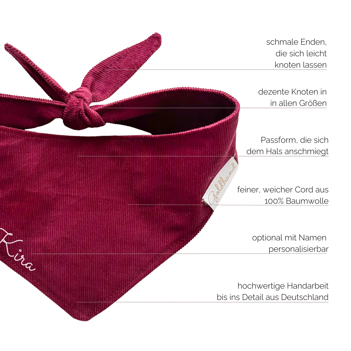 Hundehalstuch Cord bordeaux